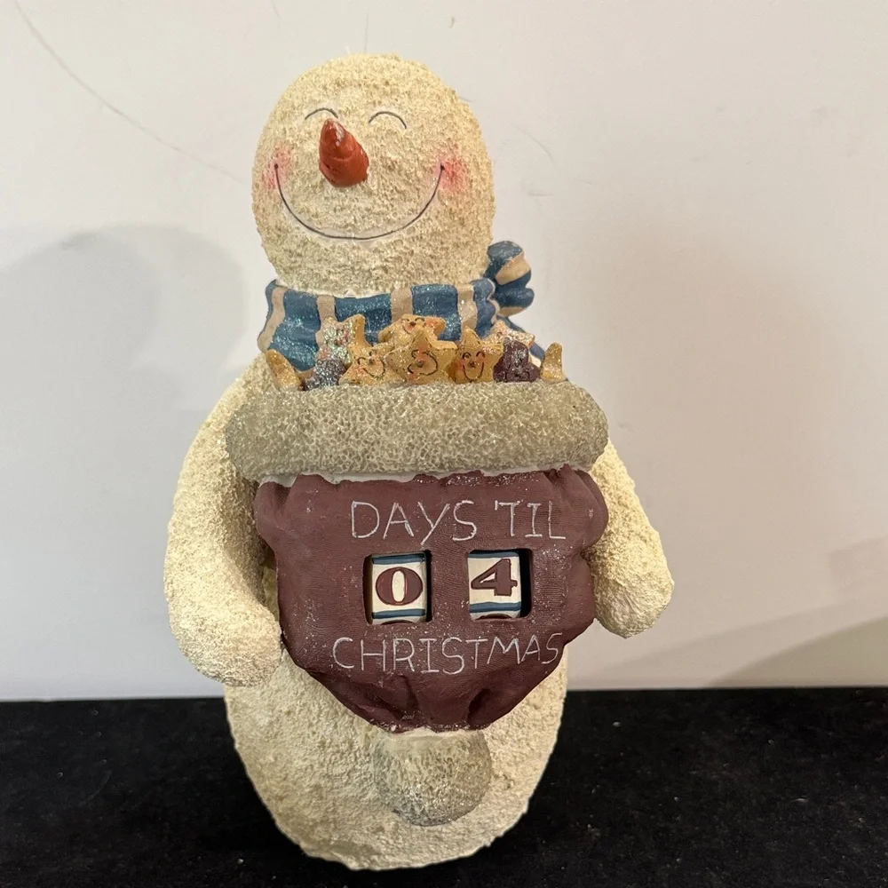 Vintage Resin Snowman Manual Countdown To Christmas - Up To 99 Days Advent